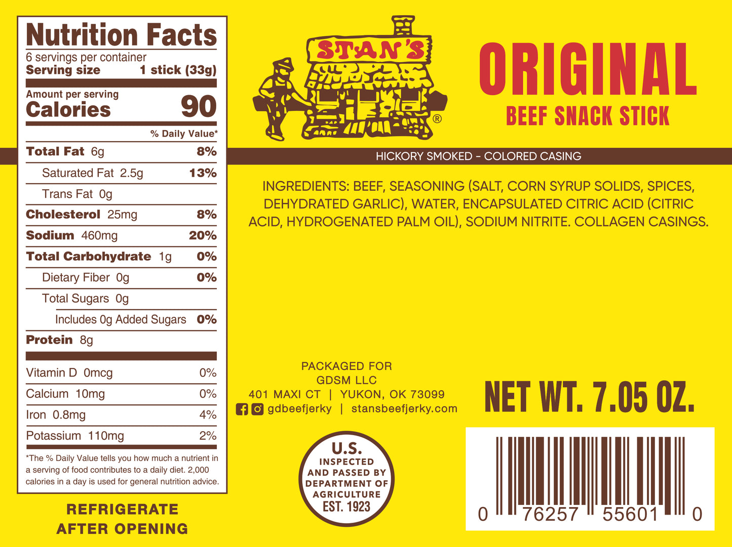 Stan's Beef Snack Sticks - 7.05oz Original