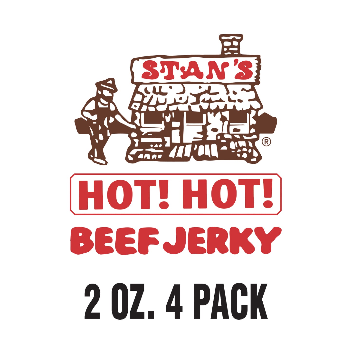 Stan's Beef Jerky BULK - 4 Pack - 2oz Hot Hot!