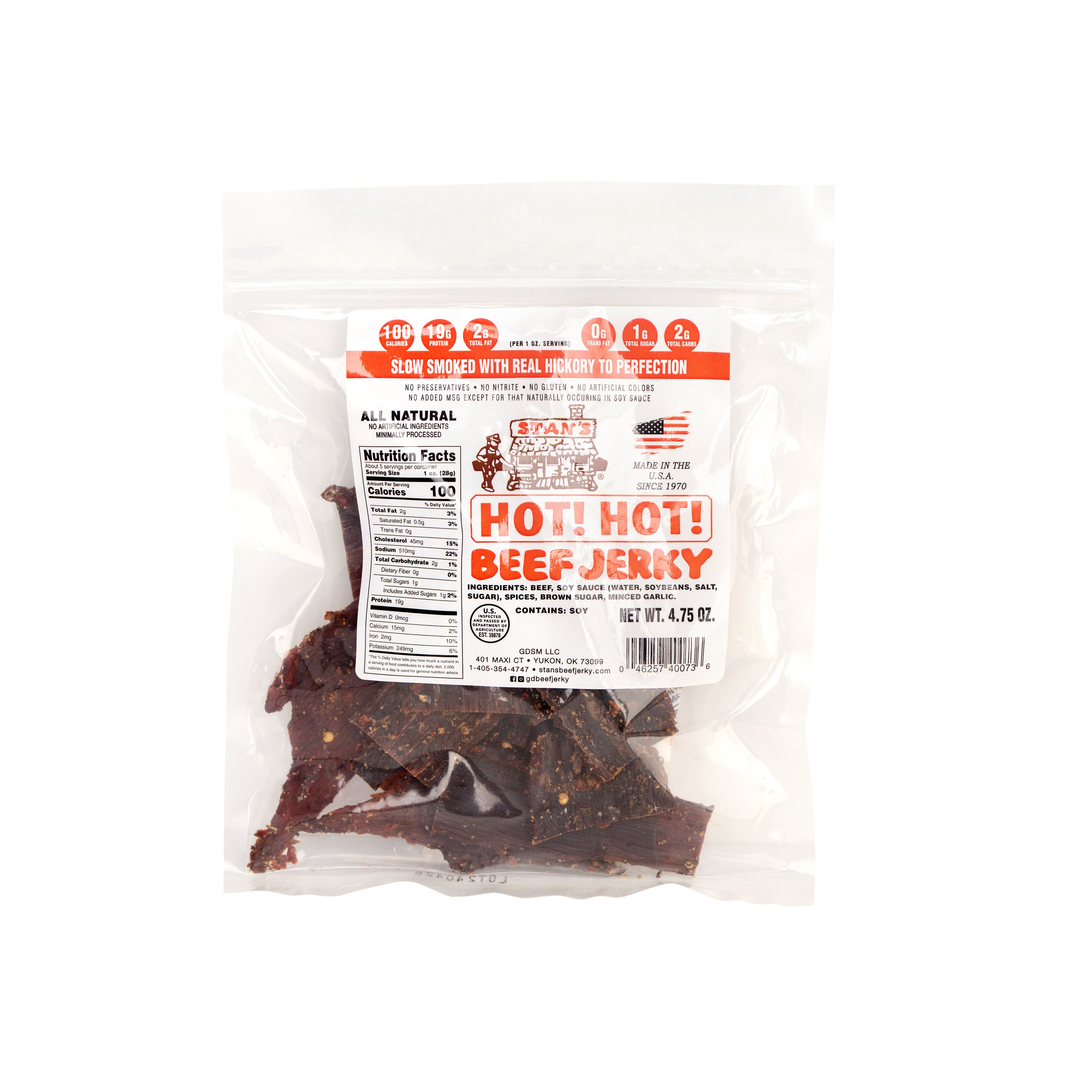 Stan's Beef Jerky - 4.75oz Hot Hot!